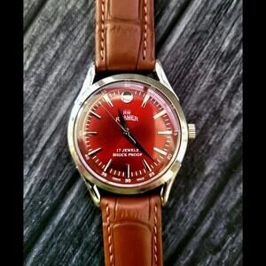 Rare‎ Roamer Manual Wind Swiss Watch Restored Slv-Red-Brw